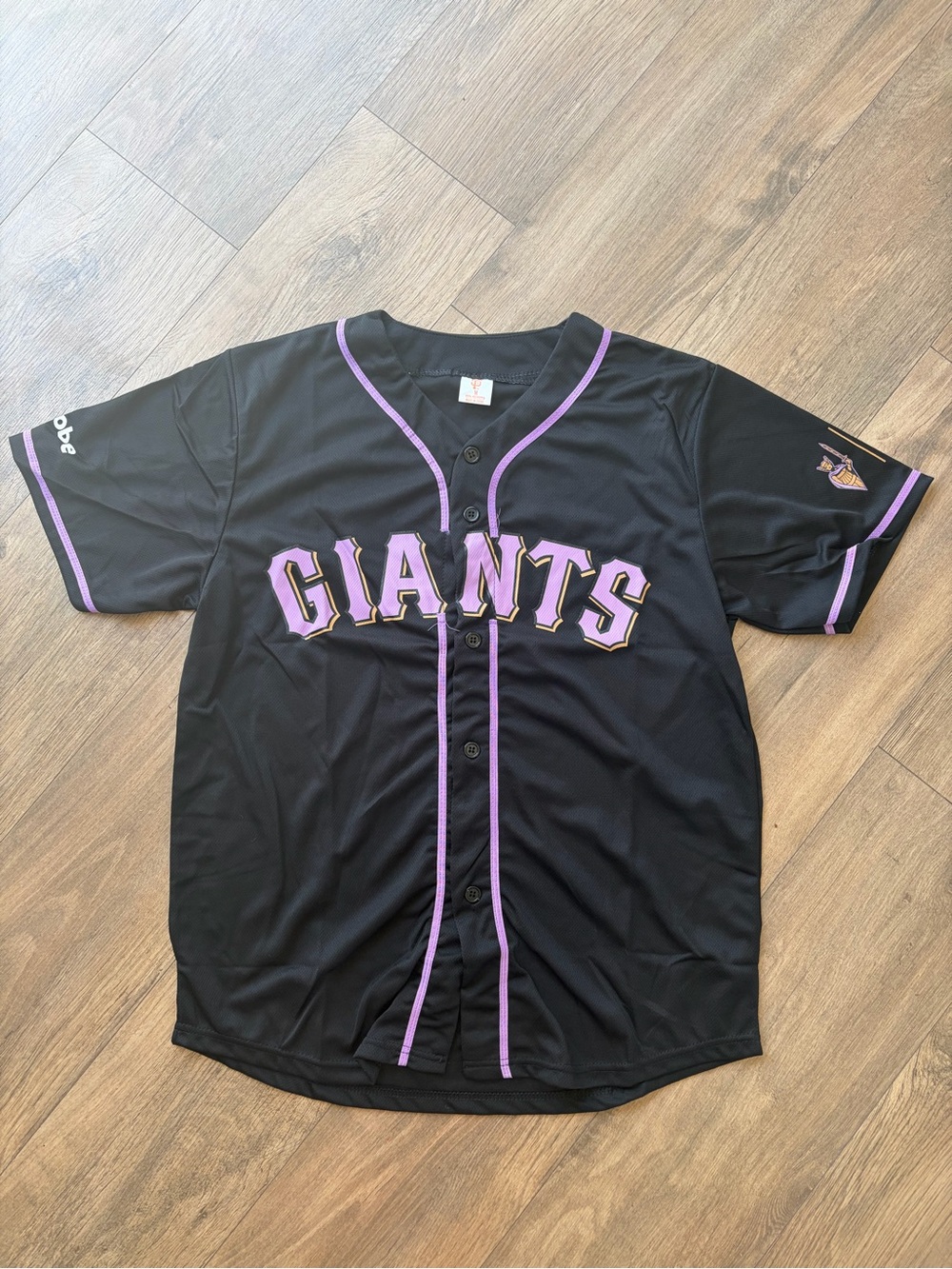 SF GIANTS/GOLDEN STATE VALKYRIES Black & Purple Button-Up Baseball Jersey